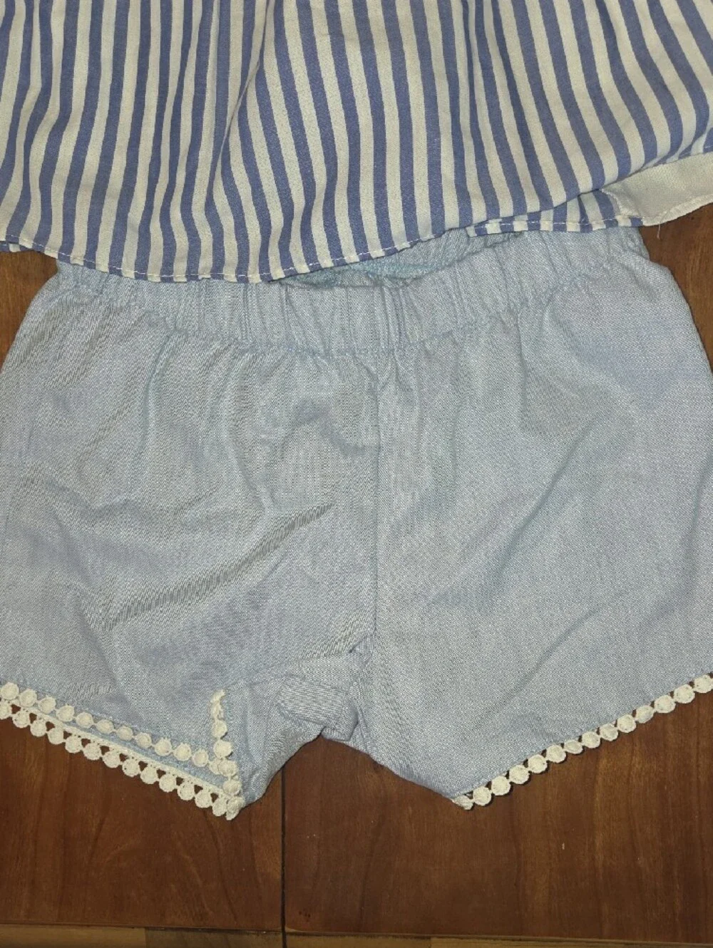 NWOT RICRAC Blue & White Striped Ruffle Outfit